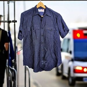 Police Blue Sz L Short Sleeve Uniform Shirt By Flying Cross